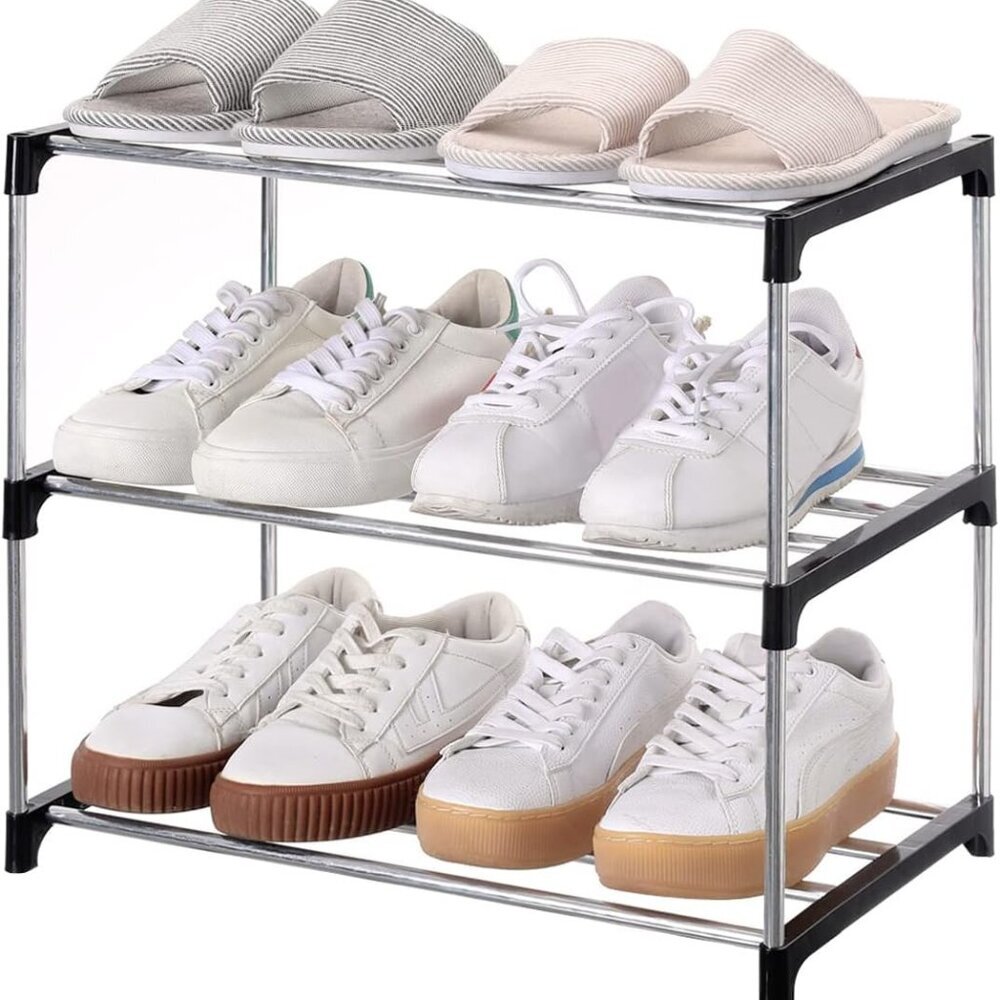 Stackable Small Shoe Rack, Entryway, Hallway and Closet Space Saving Storage and